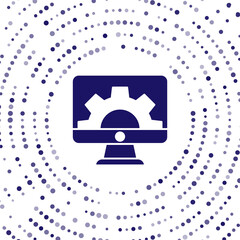 Blue Software, web development, programming concept icon isolated on white background. Programming language and program code on screen monitor. Abstract circle random dots. Vector