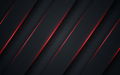 Wall Mural - abstract template technology style metallic red shiny color black layout modern tech design backgrou