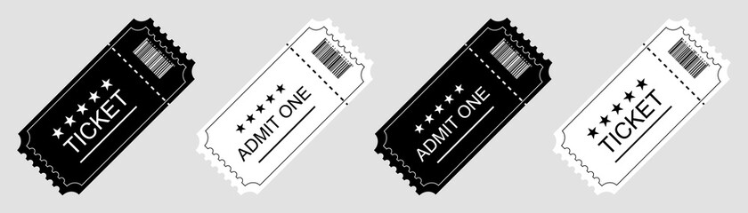 Wall Mural - ticket or coupon. tickets or coupons in simple flat design, isolated. vector illustration