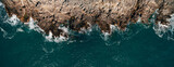 Fototapeta Do pokoju - Aerial view of sea waves and fantastic Rocky coast, Montenegro