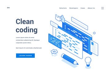 Wall Mural - vector of website offering clean coding information
