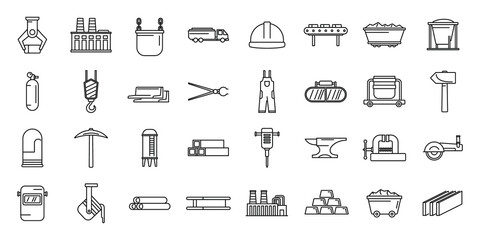 Sticker - Metallurgy industry icons set, outline style