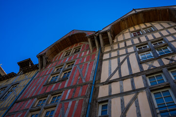 Wall Mural - Half timbered lattice construction houses in Troyes France