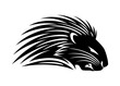Illustration with angry porcupine icon on white background.