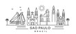city of Sao Paulo in outline style on white. Landmarks sign with inscription.