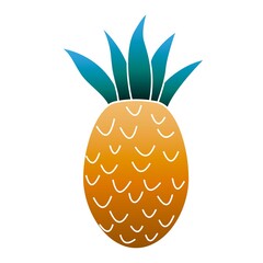 Canvas Print - Whole pineapple icon, cartoon style