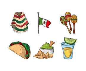 Sticker - set mexican celebration