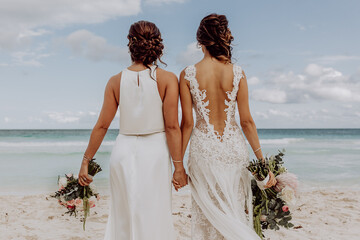 same sex wedding at the beach