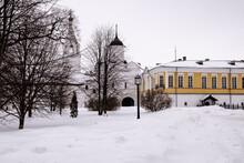 View From The Inside Of The Spaso-Prilutsky Monastery In The City Of Vologda In Winter Time