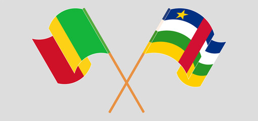 Crossed and waving flags of Mali and Central African Republic