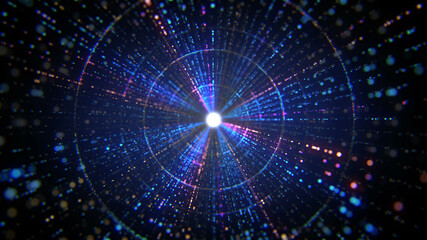 Digital Particles Colorful Tunnel Background