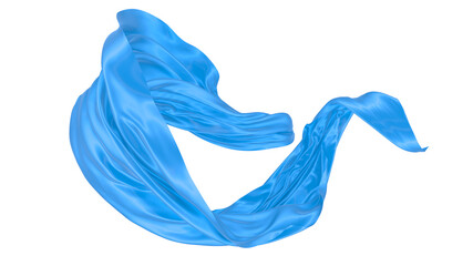 Wall Mural - Beautiful flowing fabric of blue wavy silk or satin. 3d rendering image.