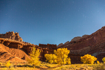 Sticker - USA, Utah, Capitol Reef National Park. The Castle rock formation at sunset.