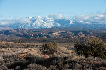 Canvas Print - La Sal Mountains, La Sal Range, Arches National Park, Moab, Utah, USA