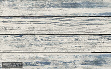 Old Shabby Wooden Boards Painted White And Blue. Weathered Wood Texture, EPS 10 Vector.