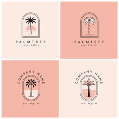 Wall Mural - Four palm tree logo, emblem set one