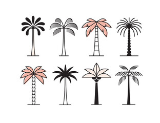 graphic palm tree icon, logo set.