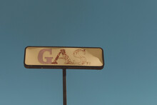 Abandoned Gas Sign And Blue Sky, Salton Sea, California, USA