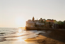 Sunset Over Beach, Sitges, Catalonia, Spain