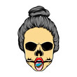 The women dead skull with a piece a cake and scruffy to knot hair
