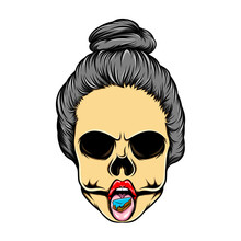The Women Dead Skull With A Piece A Cake And Scruffy To Knot Hair