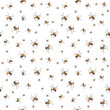 Seamless pattern with hand drawn Bumblebees on white
