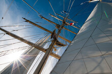 View Of Sails Of Star Clipper Sailing Cruise Ship