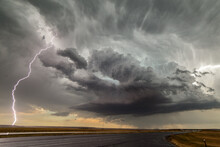 Incredible Supercell Spinning Across Wyoming, Sky Full Of Dark Storm Clouds