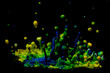 © Connect Images - Paint Sculpture - High speed photography of splashes of green, yellow and blue paint.
