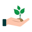 © Лена Полякевич - Soil sprout in hand. Nature background vector. Business concept. Tree vector icon. Stock image. EPS 10.