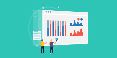 Wall Mural - seo tools business data and marketing report web analytics dashboard, organic seo and paid media tra