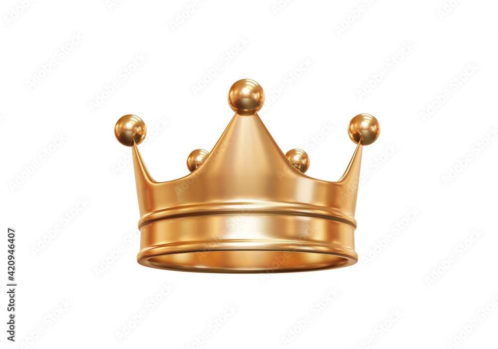 Gold royal king crown isolated on white background with emperor ...