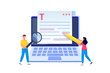 © Andrii Symonenko - Editable online document. Blogger, copywriter or journalist concept. Editor work. Creative writing and storytelling, copywriting . Online education, distant learning. Vector illustration.