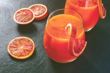 Poster - Orange cocktail, toned image with Sicilian oranges