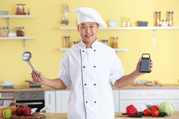 Sticker - Male Asian chef in kitchen