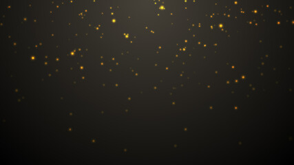 Wall Mural - golden bokeh particles. Magical light for Merry Christmas and happy new year template. Gold Snow with Falling Snowflakes Winter background. Celebration holiday decoration
