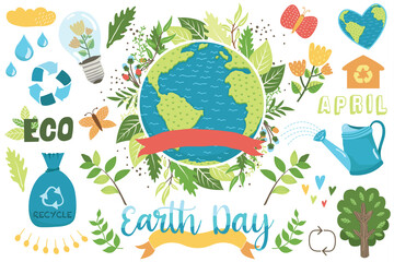 happy earth day collections set