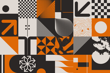 Wall Mural - new grunge aesthetics of distress texture pattern artwork with abstract geometric shapes
