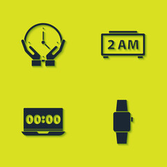 Canvas Print - Set Clock, Smartwatch, on laptop and Digital alarm clock icon. Vector