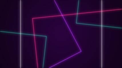 Wall Mural - neon laser colorful geometric shapes. retro style 80-90s background. 3d illustration