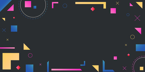 Wall Mural - colorful geometric black memphis background