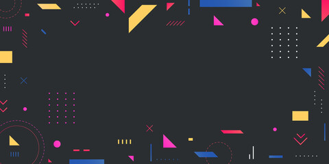 Wall Mural - colorful geometric black memphis background