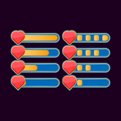 Wall Mural - set of funny casual health progress bar for game ui asset elements vector illustration