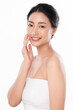 © kitthanes  - Beautiful young asian woman with clean fresh skin on white background, Face care, Facial treatment, Cosmetology, beauty and spa, Asian women portrait