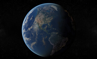 Wall Mural - planet earth with night city lights