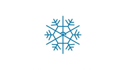 Wall Mural - Snowflake self drawing animation with alpha channel luma matte for your design. Blue. 