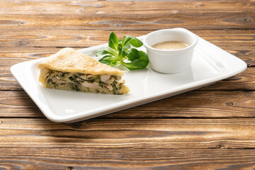 Wall Mural - Pie with chicken and herbs