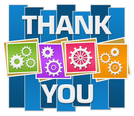 Wall Mural - Thank You Blue Colorful Gears Center 
