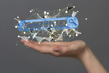 interface web application in hand 3d