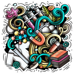 Wall Mural - science cartoon vector doodle design